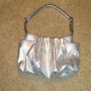 Shiny Silver Vera Wang Shoulder Bag